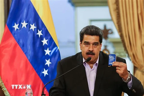 Tổng thống Venezuela Nicolas Maduro tại cuộc họp ở Caracas. (Ảnh: AFP/TTXVN)
