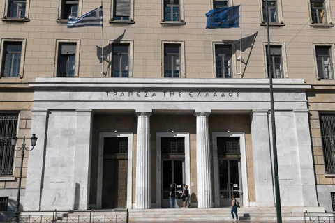 Ngân hàng Trung ương Hy Lạp ở Athens, ngày 20/8/2018. (Ảnh: AFP/TTXVN) 