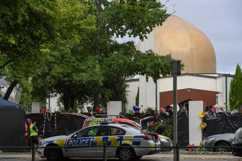 Cảnh sát tuần tra tại hiện trường vụ xả súng ở Christchurch, New Zealand ngày 21/3/2019. (Ảnh: THX/TTXVN) 