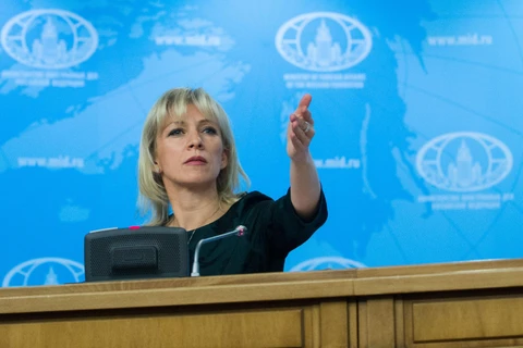 Người phát ngôn Bộ Ngoại giao Nga Maria Zakharova trong cuộc họp báo tại thủ đô Moskva. (Ảnh: THX/TTXVN) 