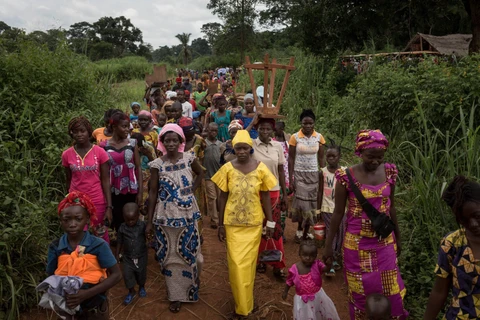 Người tị nạn từ CH Trung Phi lánh nạn tại Ndu, CHDC Congo .(Nguồn: AFP/TTXVN.)
