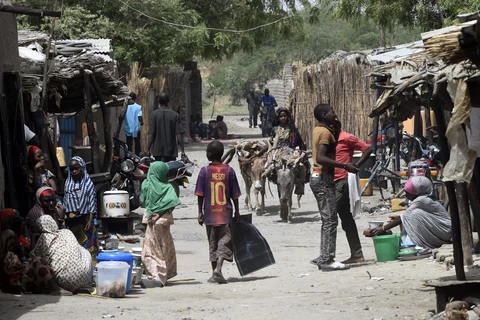 Người dân tại một khu chợ ở Nougboua, khu vực hồ Chad, CH Chad ngày 6/4/2015. (Ảnh: AFP/ TTXVN)