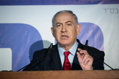Thủ tướng Israel Benjamin Netanyahu trong bài phát biểu tại Jerusalem ngày 20/3/2019. (Ảnh: THX/TTXVN)