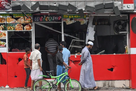 Hiện trường vụ đụng độ ở Minuwangoda, Sri Lanka, ngày 14/5/2019. (Ảnh: AFP/ TTXVN)