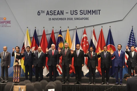 Mỹ khẳng định quyền của các nước tại Ấn Độ Dương-Thái Bình Dương tại Hội nghị cấp cao ASEAN-Mỹ ở Singapore ngày 15/11/2018. (Ảnh: AFP/ TTXVN)