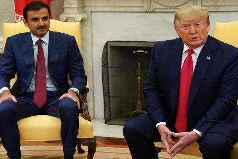Quốc vương Qatar Tamim bin Hamad Al-Thani và Tổng thống Mỹ Donald Trump. (Nguồn: Getty)