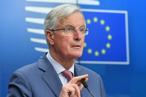 Trưởng đoàn đàm phán của EU về Brexit, ông Michel Barnier phát biểu tại cuộc họp báo ở Brussels, Bỉ ngày 19/3/2019. (Ảnh: AFP/TTXVN)