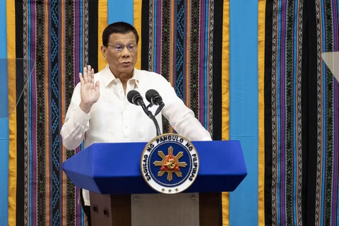 Tổng thống Philippines Rodrigo Duterte phát biểu trước Quốc hội tại thủ đô Manila ngày 22/7/2019. (Ảnh: AFP/TTXVN)