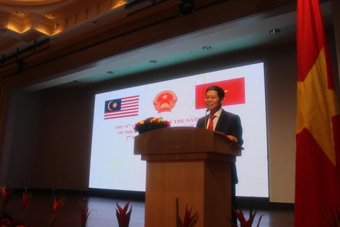 Đại sứ Việt Nam tại Malaysia Lê Quý Quỳnh phát biểu tại buổi lễ. (Ảnh: Hà Ngọc/TTXVN)