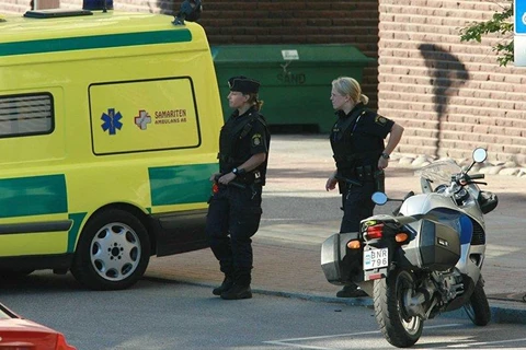Cảnh sát Thụy Điển tại hiện trường vụ nổ. (Nguồn: AP)