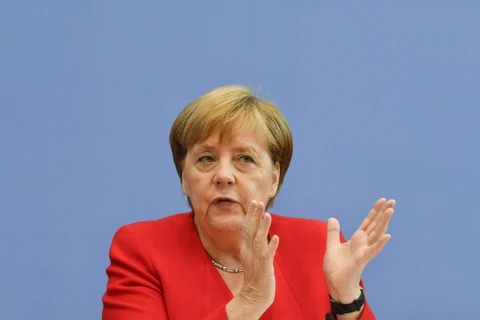Thủ tướng Đức Angela Merkel phát biểu tại cuộc họp báo ở Berlin ngày 19/7/2019. (Ảnh: AFP/TTXVN)