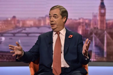 Lãnh đạo đảng Brexit của Anh Nigel Farage. (Ảnh: AFP/TTXVN)