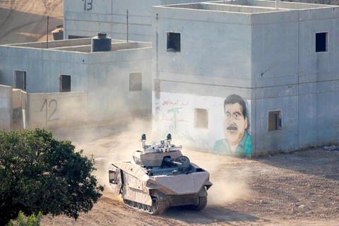Một mẫu xe tăng được trang bị công nghệ mới tại căn cứ quân sự ở Elkayim, miền Bắc Israel ngày 4/8/2019. (Ảnh: AFP/TTXVN)
