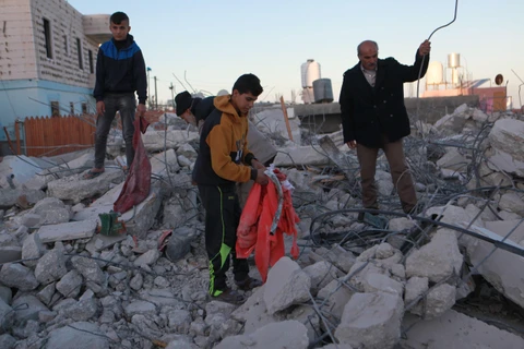 Nhà cửa của người Palestine bị các lực lượng Israel phá hủy tại làng Beit Kahel, gần thành phố Hebron, Bờ Tây, ngày 28/11/2019. (Ảnh: THX/TTXVN)