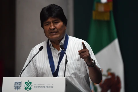 Cựu Tổng thống Bolivia Evo Morales tại cuộc họp báo ở Mexico City, Mexico ngày 13/11/2019. (Ảnh: AFP/TTXVN)