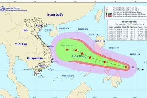 Hình ảnh và đường đi của cơn bão Phanfone. (Nguồn: nchmf.gov.vn)