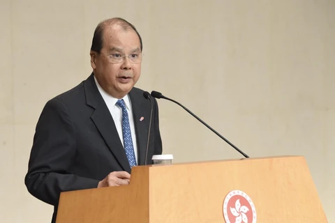 Tổng Thư ký chính quyền Hong Kong (Trung Quốc) Trương Kiến Tông trong cuộc họp báo tại Hong Kong, Trung Quốc, ngày 5/11/2019. (Ảnh: THX/ TTXVN)