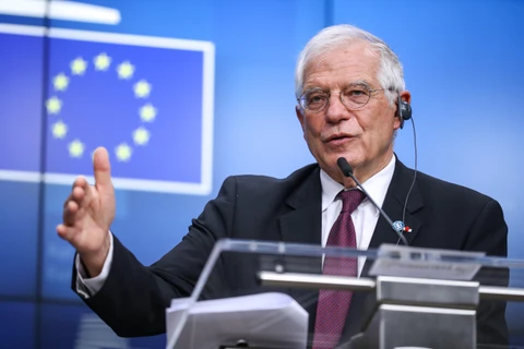 Đại diện cấp cao của EU phụ trách chính sách an ninh và đối ngoại Josep Borrell phát biểu tại cuộc họp báo ở Brussels, Bỉ ngày 20/1/2020. (Ảnh: THX/TTXVN)