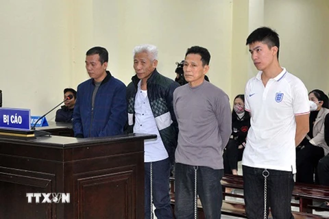 Các bị cáo tại phiên tòa xét xử. (Ảnh: Nguyễn Nam/TTXVN)
