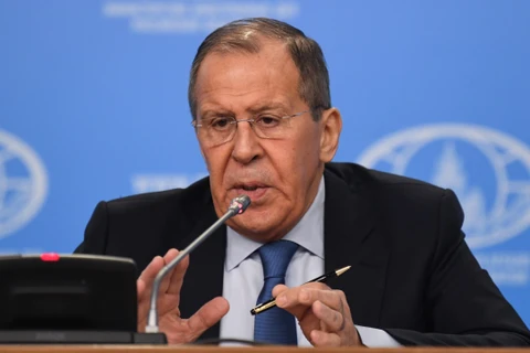 Ngoại trưởng Nga Sergei Lavrov tại cuộc họp báo ở Moskva ngày 17/1/2020. (Ảnh: AFP/TTXVN)