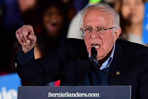 Thượng nghị sỹ độc lập bang Vermont Bernie Sanders phát biểu trong cuộc vận động tranh cử ở thành phố Las Vegas, bang Nevada ngày 21/2/2020. (Ảnh: AFP/TTXVN)