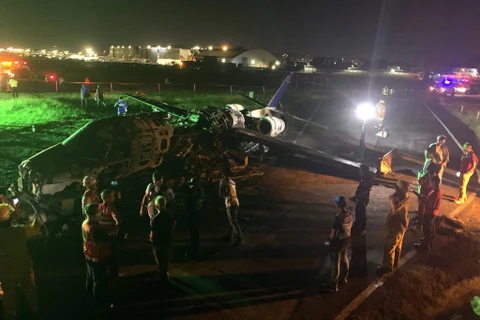 Hiện trường vụ tai nạn máy bay thảm khốc. (Nguồn: EPA)