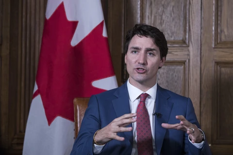 Thủ tướng Canada Justin Trudeau phát biểu với báo giới tại Ottawa, Ontario. (Ảnh: AFP/ TTXVN)