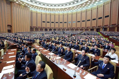 Toàn cảnh phiên họp Hội đồng Nhân dân Tối cao Triều Tiên khóa XIV tại Bình Nhưỡng ngày 12/4/2019. (Ảnh: AFP/TTXVN)