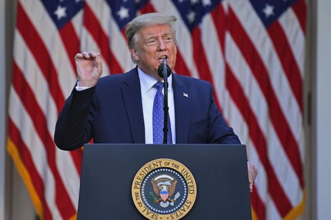 Tổng thống Mỹ Donald Trump phát biểu tại Washington, DC, Mỹ ngày 1/6/2020. (Ảnh: AFP/TTXVN)
