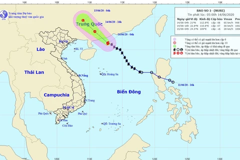 Hình ảnh vị trí và đường đi của bão số 1. (Nguồn: nchmf.gov.vn)