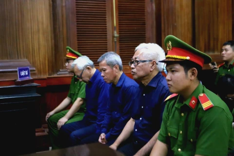 Các bị cáo tại phiên tòa ngày 13/7/2020. (Ảnh: Thành Chung/TTXVN)