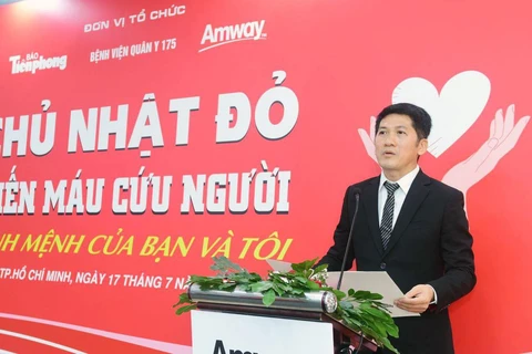 Ông Huỳnh Thiên Triều, Tổng giám đốc Amway Việt Nam phát biểu tại sự kiện. (Nguồn: CTV/Vietnam+)