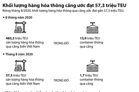 [Infographics] Khối lượng hàng hóa thông cảng ước đạt 57,3 triệu TEU