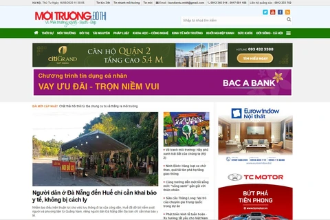 Tạp chí Môi trường và đô thị Việt Nam điện tử. (Ảnh chụp màn hình)