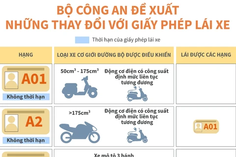 [Infographics] Bộ Công an đề xuất những thay đổi với giấy phép lái xe