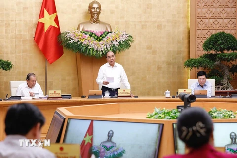 Thủ tướng Nguyễn Xuân Phúc chủ trì phiên họp Chính phủ thường kỳ tháng 9/2020. (Ảnh: Dương Giang/TTXVN)