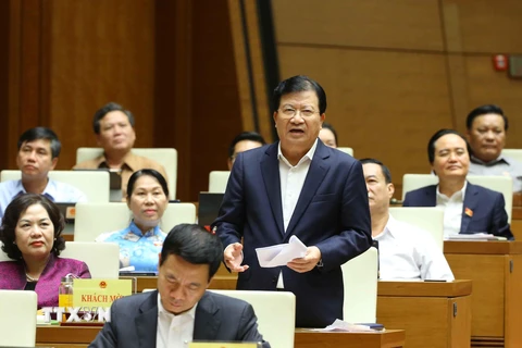 Phó Thủ tướng Trịnh Đình Dũng trả lời chất vấn ngày 6/11. (Ảnh: Doãn Tấn/ TTXVN)