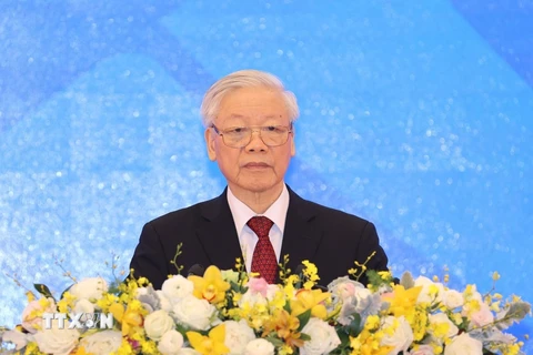 Tổng Bí thư, Chủ tịch nước Nguyễn Phú Trọng phát biểu chào mừng tại Lễ khai mạc. (Ảnh: Trí Dũng/TTXVN)