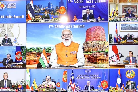 Thủ tướng Ấn Độ Narendra Modi phát biểu khai mạc Hội nghị Cấp cao ASEAN - Ấn Độ lần thứ 17. (Ảnh: Thống Nhất/TTXVN)