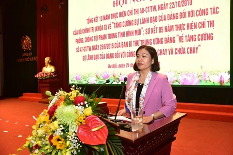 Phó Bí thư Thường trực Thành ủy Hà Nội Nguyễn Thị Tuyến phát biểu tại hội nghị. (Nguồn: dangcongsan.vn)