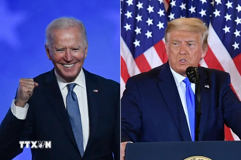 Ông Joe Biden (phải) và Tổng thống Mỹ Donald Trump. (Ảnh: AFP/ TTXVN)