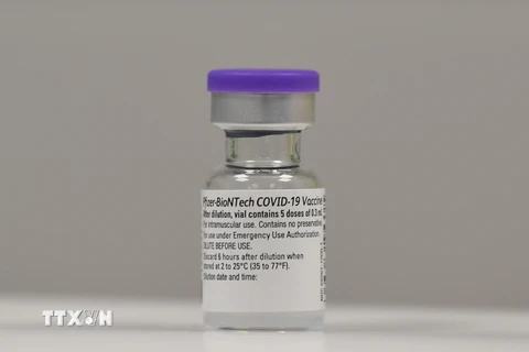 Vắcxin phòng COVID-19 do 2 hãng dược phẩm Pfizer của Mỹ và BioNTech của Đức bào chế. (Ảnh: AFP/TTXVN)
