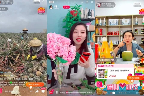 Nông dân Trung Quốc live-stream bán hàng qua mạng. (Nguồn: technologyreview.com)