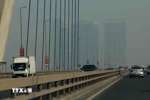 Ô nhiễm không khí tại Hà Nội. (Ảnh: Ngọc Hà/TTXVN)