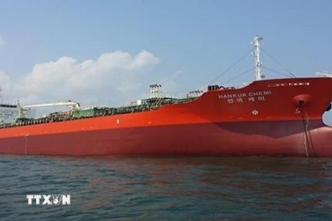 Tàu chở dầu MT Hankuk Chemi của Hàn Quốc bị Iran bắt giữ ngày 4/1/2021. (Ảnh: YONHAP/TTXVN)