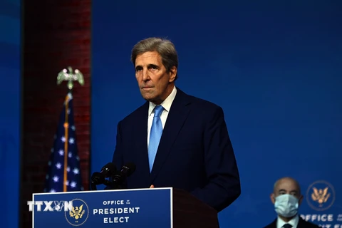 Ông John Kerry phát biểu tại Wilmington, Delaware, Mỹ, ngày 24/11/2020. (Ảnh: AFP/ TTXVN)