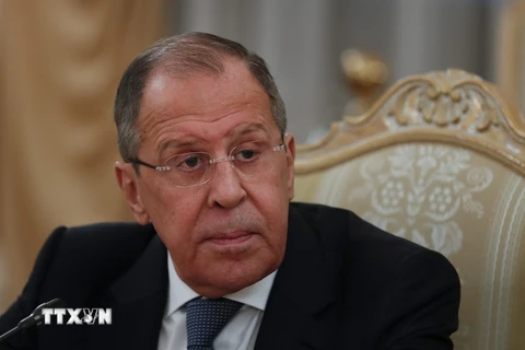 Ngoại trưởng Nga Sergei Lavrov tại một sự kiện ở Moskva, ngày 15/4/2021. (Ảnh: AFP/TTXVN)