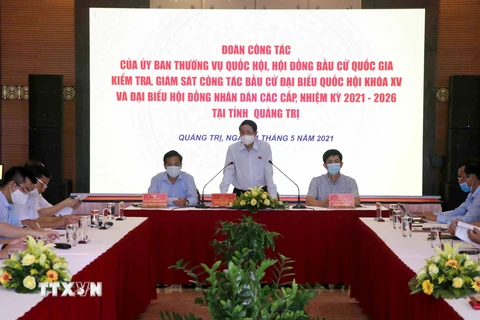 Phó Chủ tịch Quốc hội Nguyễn Đức Hải phát biểu tại buổi làm việc. (Ảnh: Nguyên Lý/TTXVN)