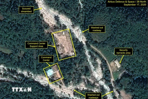 Phía Bắc và Tây của cơ sở hạt nhân Punggye-ri ở tỉnh Bắc Hamkyong, Triều Tiên ngày 25/9/2020. Ảnh do kênh vệ tinh 38 độ Bắc cung cấp. (Nguồn: YONHAP/TTXVN)