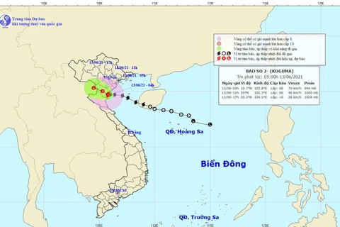 Hình ảnh và đường đi của cơn bão số 2. (Nguồn: nchmf.gov.vn)